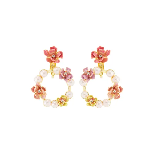 LES NEREIDES Gold Plated Clip On Earrings Women's Pink