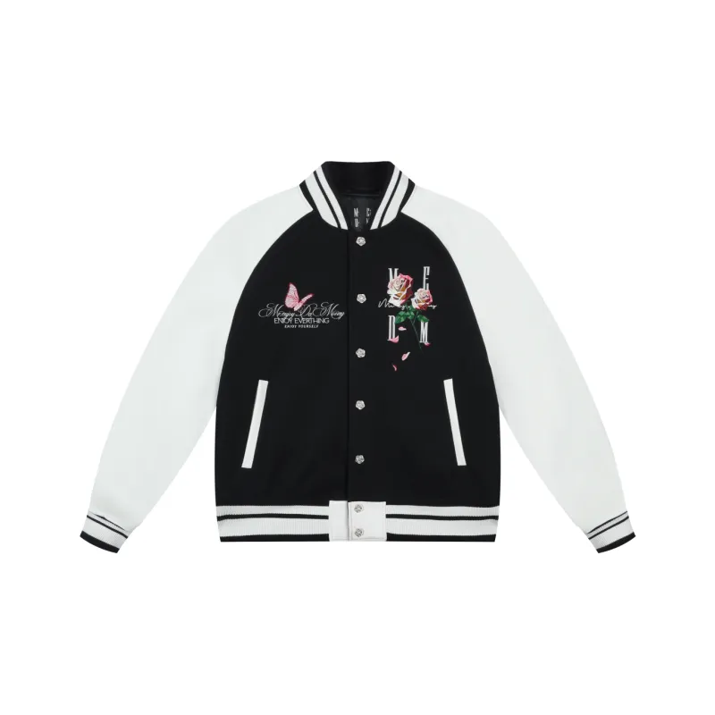 MEDM Baseball Jacket Unisex Black White-0