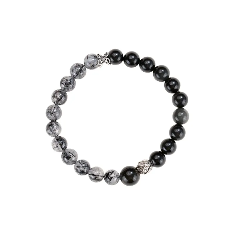 ZUIWENGLANGYASHANWENCHUANG Obsidian Bracelets Unisex-0
