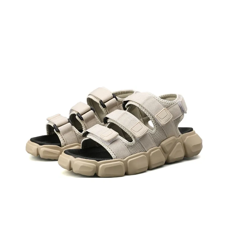 OUGLEMEN Beach Sandals Men White Blue/Beige/Black White-7