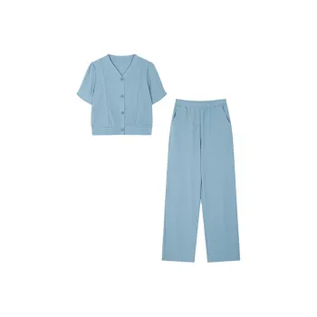 Mo Han Yi Mei Casual Suit Women's Gray Blue