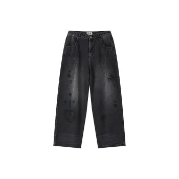 WULISHAONIAN Jeans Unisex Rock Black