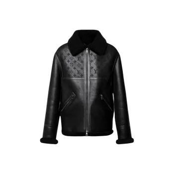 LOUIS VUITTON FW24 Leather Jacket Men's Black
