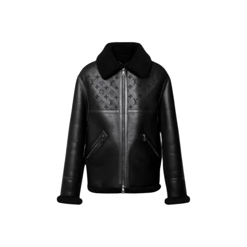 LOUIS VUITTON FW24 Leather jacket refracted Men's Black