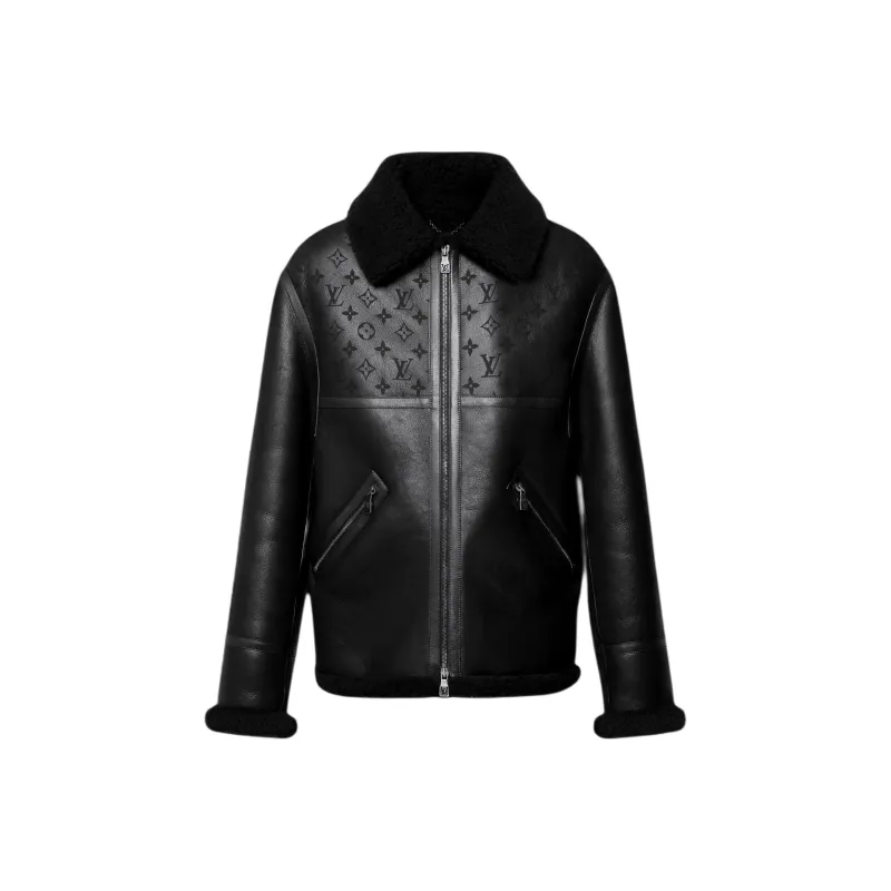 LOUIS VUITTON FW24 Leather Jacket Men's Black-0