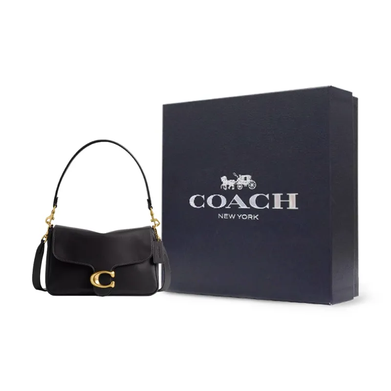 COACH Soft Tabby Leather Handbag, Shoulder Bag Medium Size Women's Black-12