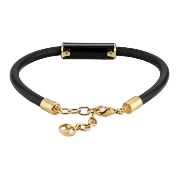 GUCCI Enamel, Leather, Brass Bracelets Women's Black-2