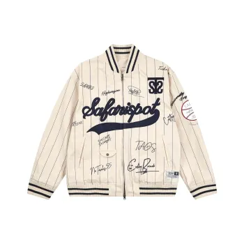 Safarispot ROUX BASE UNIFORM AUTOGRAPH TEAM REVERSIBLE VARSITY Baseball Jacket Unisex IVORY/Ivory