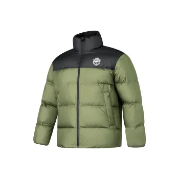 QIAODAN Down Jacket Men's Gray Mustard Green/Black