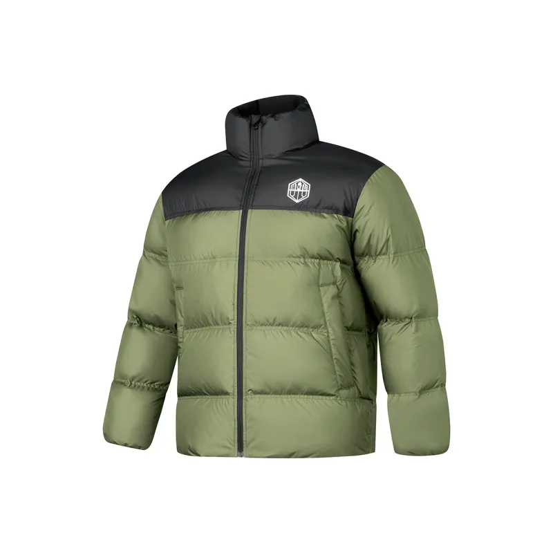 QIAODAN Down Jacket Men's Gray Mustard Green/Black-0
