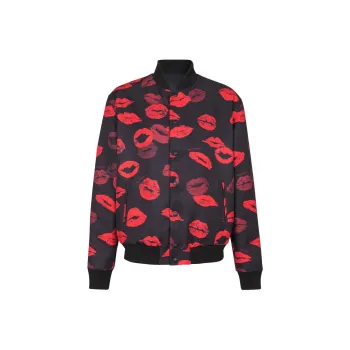 BALMAIN Kiss Printed Reversible Bomber Jacket
