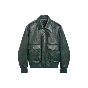 BERLUTI Leather Jacket Men's Green
