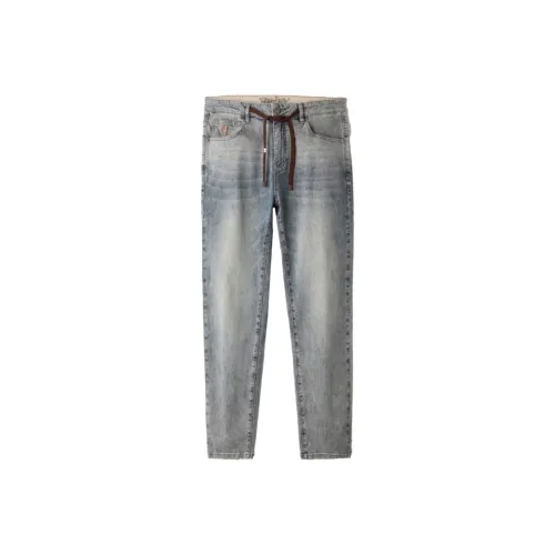 HLA x THREE BODY Jeans Men's Blue Gray Denim Gradient