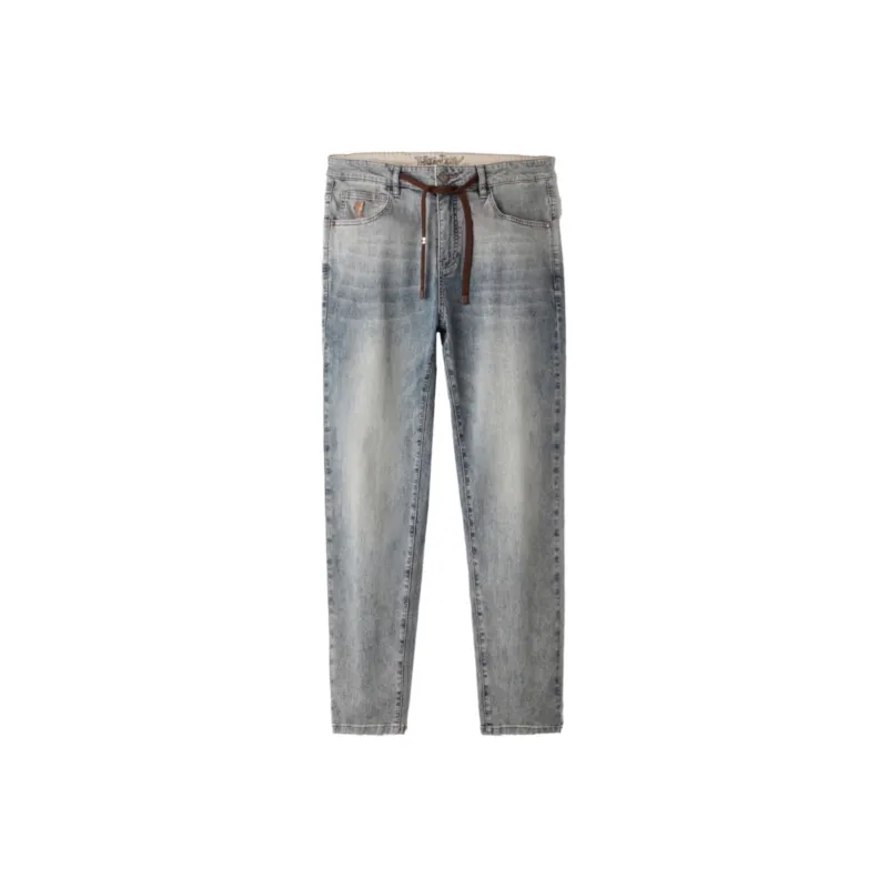 HLA x THREE-BODY Jeans Men's Blue Gray Denim Gradient-0