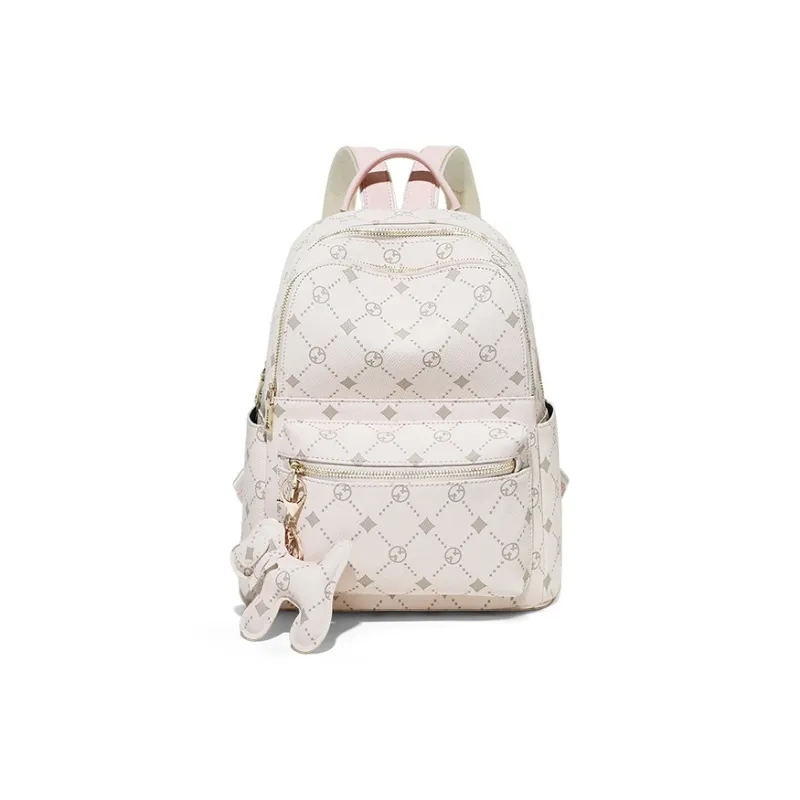 VINEY Synthetic Leather Backpack Large Size Women's Pink-1