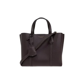 TORY BURCH Perry Leather Tote Bag, Shopping Bag, Shoulder Bag, Handbag Small Size Women's Coffee Brown