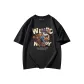 Black-Short-Sleeved-Skateboard Cat White