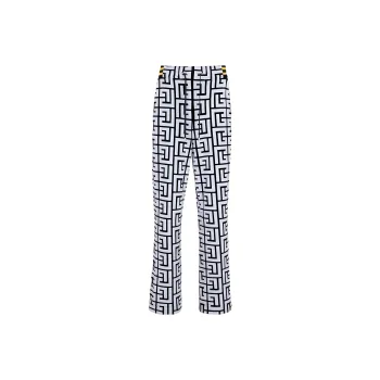 BALMAIN Maxi Monogram Velvet Pants