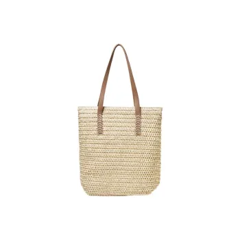 15 MINS Fabric, Synthetic Leather Tote Schooling Bag, Shopping Bag, Tote Bag, Shoulder Bag Women's Ecru/Khaki