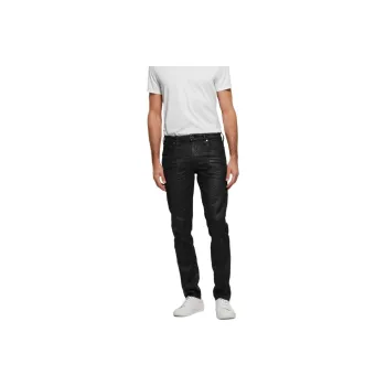 GUESS Coated Denim Slim Tapered Zip Jeans Jeans Men's Black