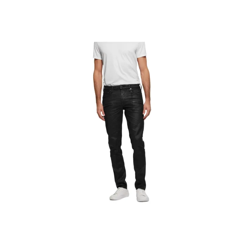 GUESS Coated Denim Slim Tapered Zip Jeans Jeans Men's Black-0