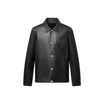 LOUIS VUITTON Vintage Effect Leather And Nylon Coach Jacket