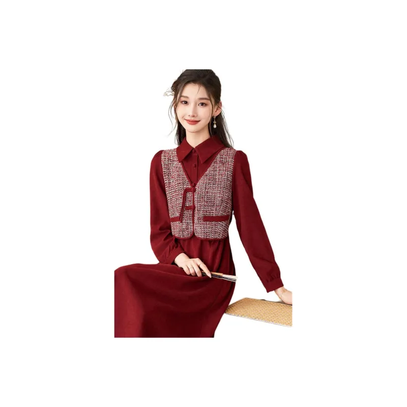 Like The Age Of Water Long Sleeved Dress Regular Women's Red-1