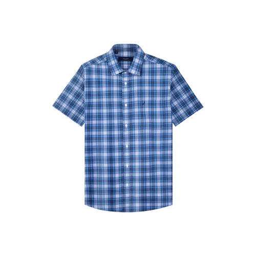 NAUTICA TAILORED 블루 체크 남성 셔츠