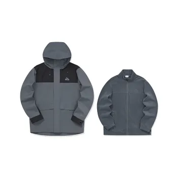 Erke Jacket Unisex Two Piece Set Dark Gray Jet Black