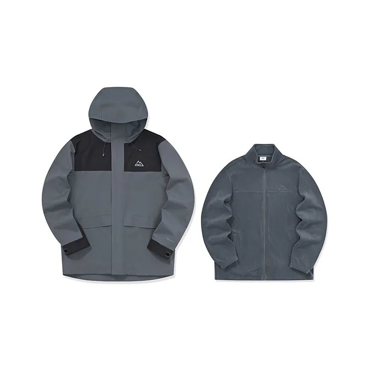 Erke Jacket Unisex Two Piece Set Dark Gray Jet Black-0
