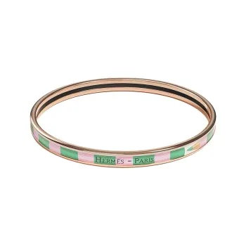 HERMES Enamel, Rose Gold Tone Plated Bangles Women's Pink Gold