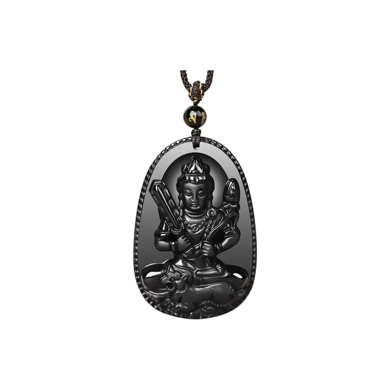 Stone On The Line Natural Obsidian Pendants Unisex-6