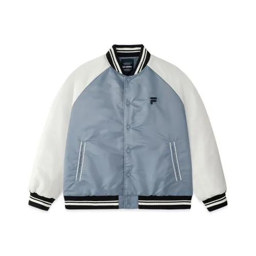 FILA FUSION Baseball Jacket Unisex Blue Beige Gray