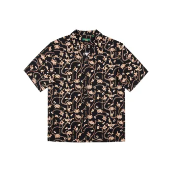 Raidy Boer 2025 Summer Shirt Men's Black Floral
