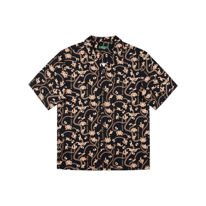 Raidy Boer 2025 Summer Shirt Men's Black Floral-0