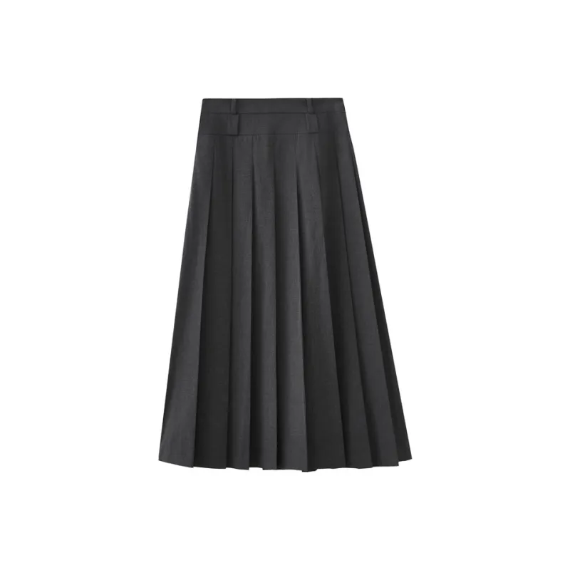 SHUIYUNJIAN Casual Long Skirt Women's Dark Gray-1