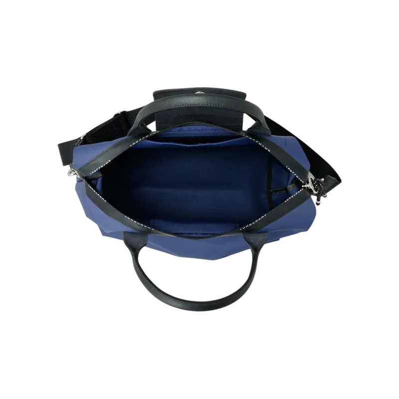 LONGCHAMP Le Pliage Energy Cow Leather Trim Shoulder Bag, Crossbody Bag, Handbag Medium Size Women's Blue-10