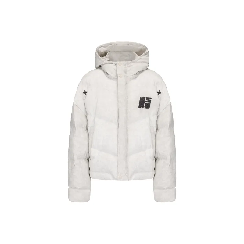 NSTNEW START Puffer Jacket Unisex Dirty Dyed White Gray-0