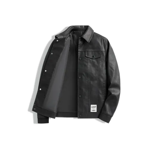LISENPOK Leather jacket refracted Unisex Black