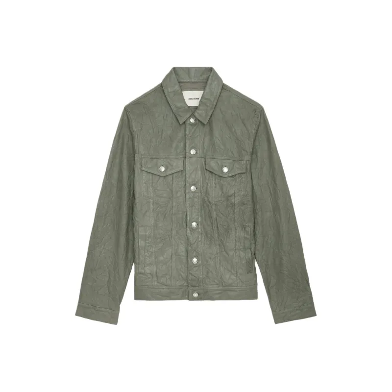 Zadig & Voltaire FW24 Leather Jacket Men's Green-0