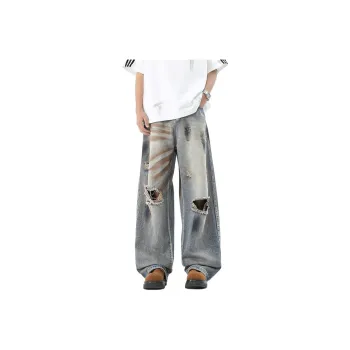 HCHUICHENG Jeans Unisex Vintage Blue