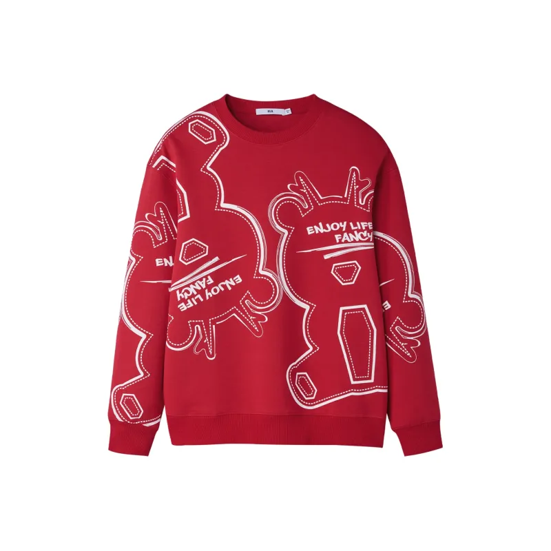 HLA Snake Year Celebration Collection Sweatshirts Men Red Pattern 01-0