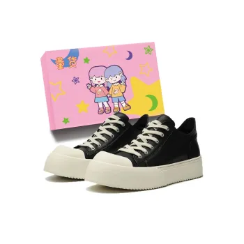 LIANGHUO Slip Resistant Cushioning Impact Resistance Abrasion Resistant Low Top Skateboard Shoes Unisex Black