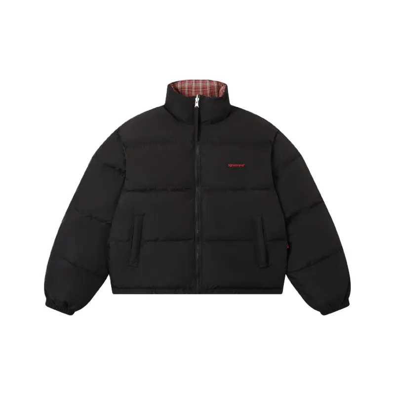 TGNS Puffer Jacket Unisex Black Red Plaid-0
