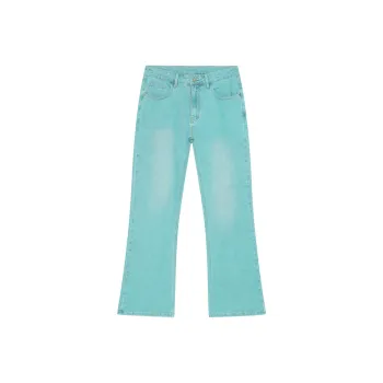 Voguo Relay Niche Jeans Bootcut Unisex Bamboo Leaf Cyan