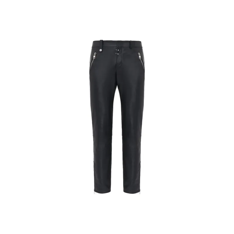 Alexander McQueen Mid Rise Leather Cropped Trousers-0