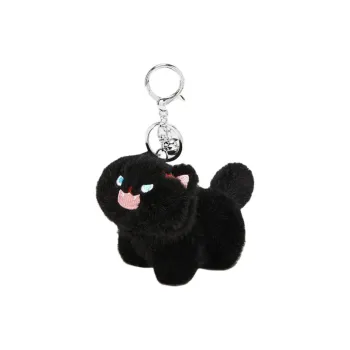 Narandu Plush Bag Accessory Unisex Black Fluffy Shocked Cat/White Fluffy Shocked Cat