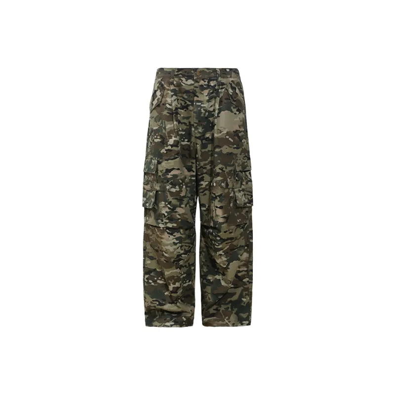 UNTILWERICH Cargo Pants Camouflage Pants Unisex Straight Fit Military Camouflage-0