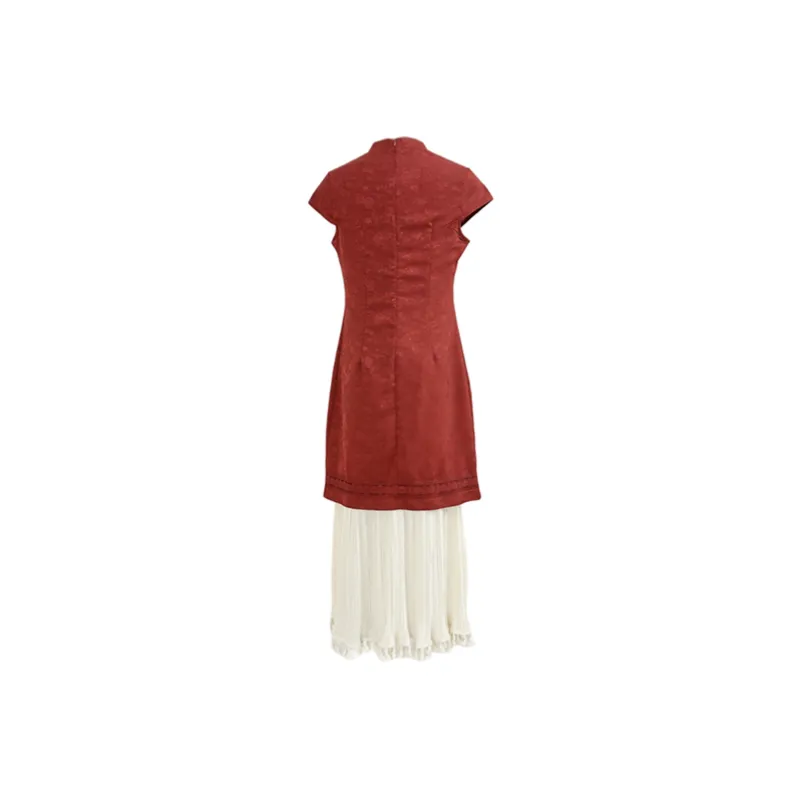 Manekniv Short Sleeved Dress Women's Red-1