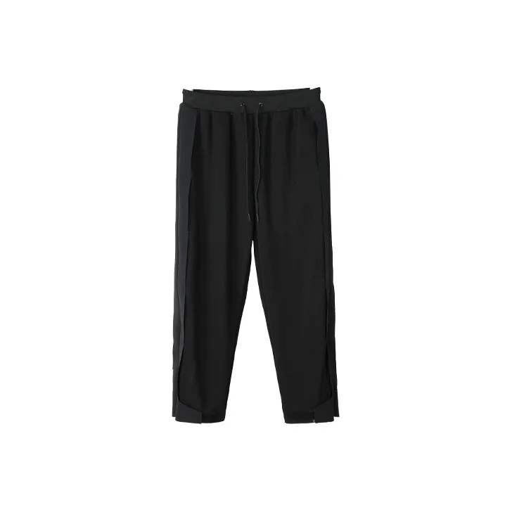 NORVINCY Breathable Elastic Waistband Solid Color Hip Hop Casual Pants Unisex-0